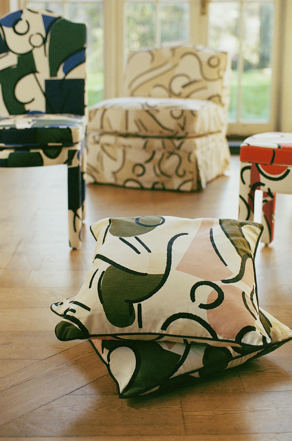 Pair of Leo Dining Chairs, Pesto