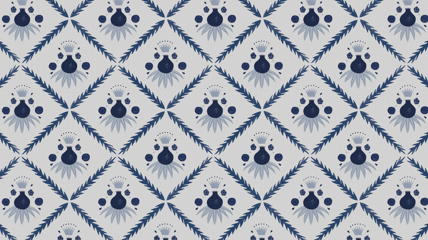 Pome Wallpaper, Oxford Blue, Roll