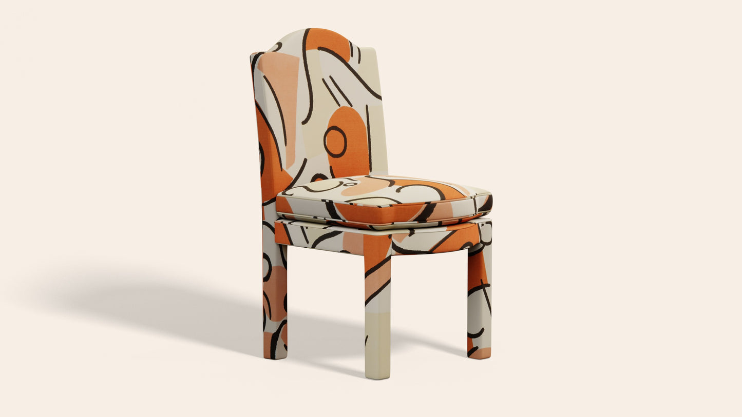 Pair of Leo Dining Chairs, Tangerine