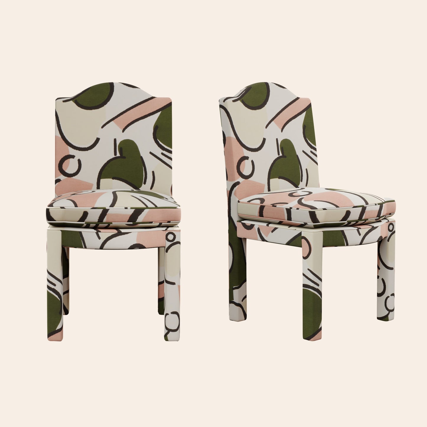 Pair of Leo Dining Chairs, Pesto