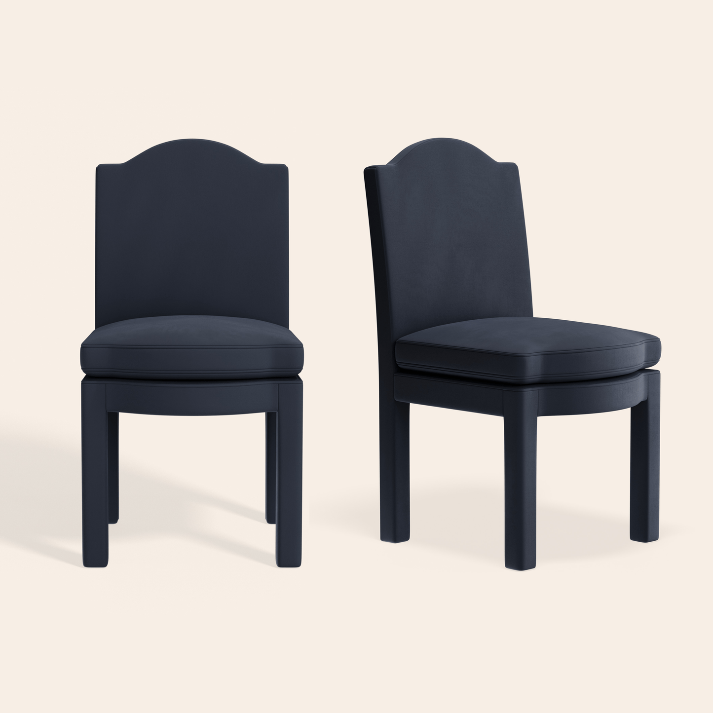Pair of Leo Dining Chairs, Prussian Linen