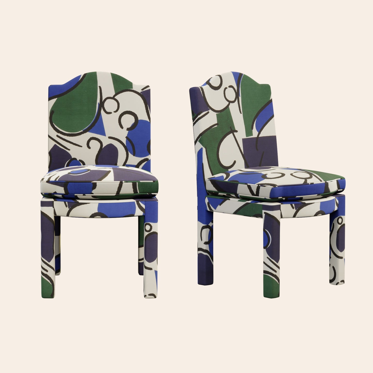 Pair of Leo Dining Chairs, Seaweed