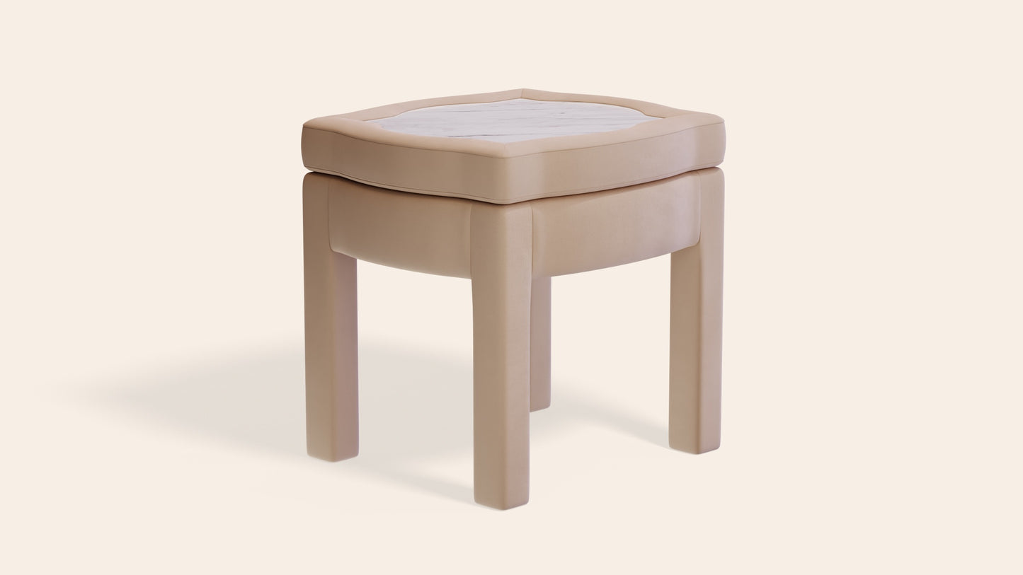 Piero Footstool, Rose Linen