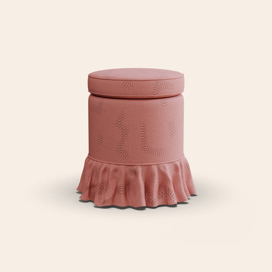 Aurora Footstool, Raphia, Clay with Skirt