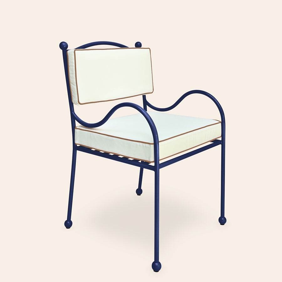 Panarea Armchair in Mare, White & Taupe Upholstery