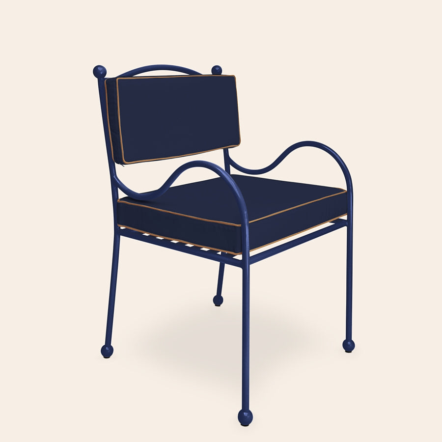Panarea Armchair in Mare, Blue & Taupe Upholstery