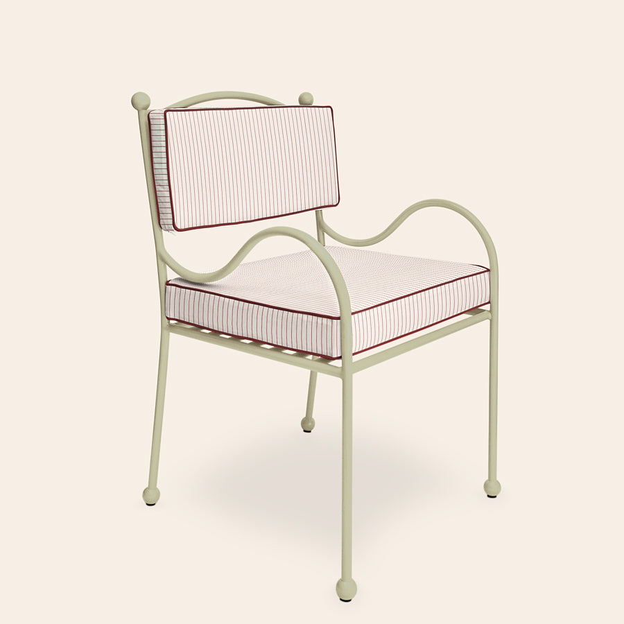 Panarea Armchair in Gelato, Red & Cream Striped Upholstery