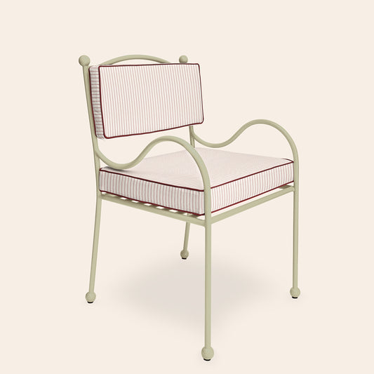 Panarea Armchair in Gelato, Red & Cream Striped Upholstery