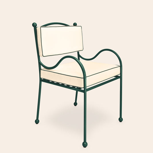 Panarea Armchair in Isola, Cream & Green Upholstery