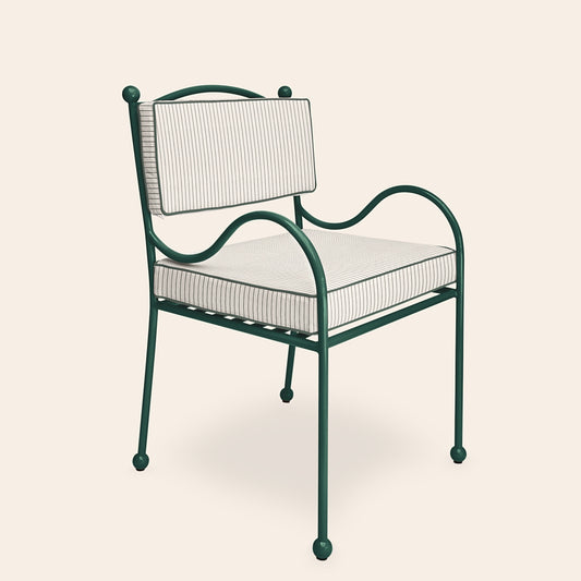 Panarea Armchair in Isola, Green & Cream Striped Upholstery
