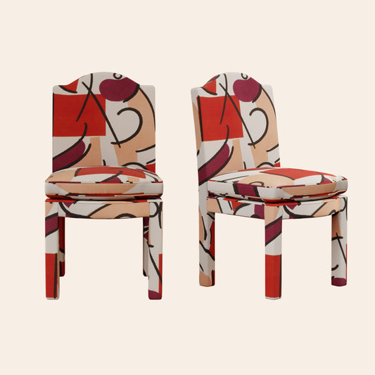 Pair of Leo Dining Chairs, Grenadine