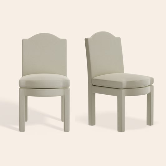 Pair of Leo Dining Chairs, Nougat Boucle