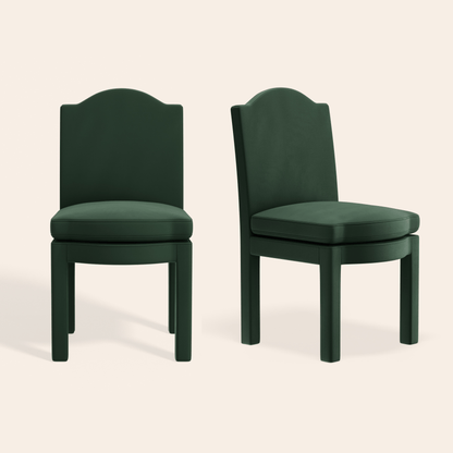 Pair of Leo Dining Chairs, Olive Linen