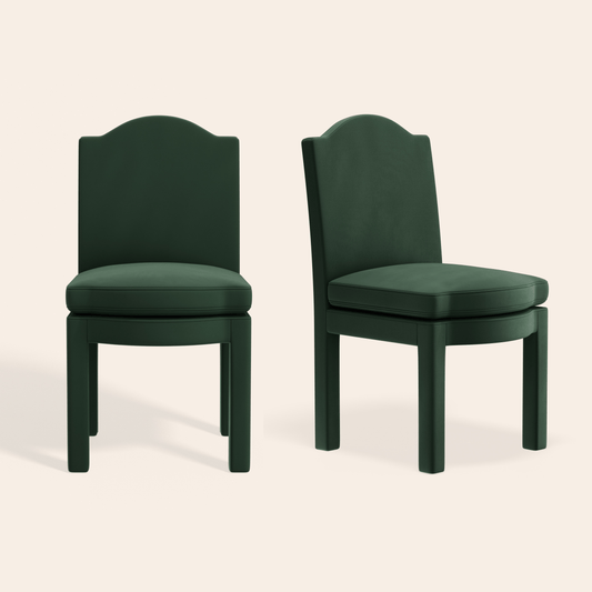 Pair of Leo Dining Chairs, Olive Linen