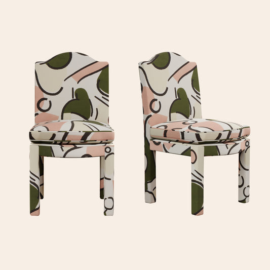 Pair of Leo Dining Chairs, Pesto