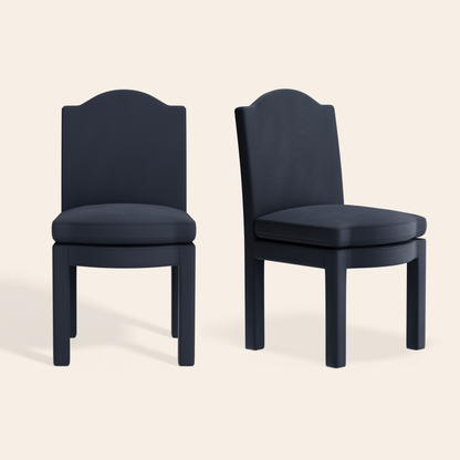 Pair of Leo Dining Chairs, Prussian Linen