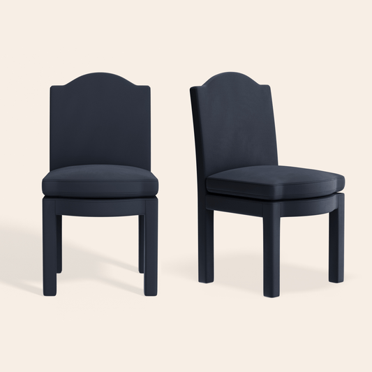 Pair of Leo Dining Chairs, Prussian Linen