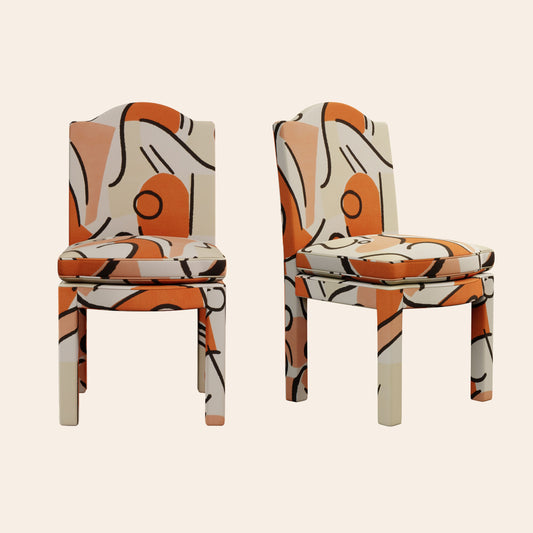 Pair of Leo Dining Chairs, Tangerine
