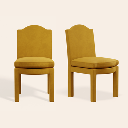 Pair of Leo Dining Chairs, Turmeric Velvet