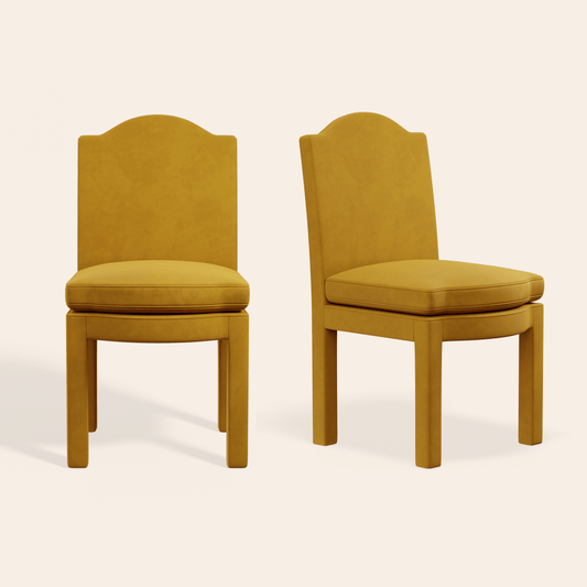 Pair of Leo Dining Chairs, Turmeric Velvet