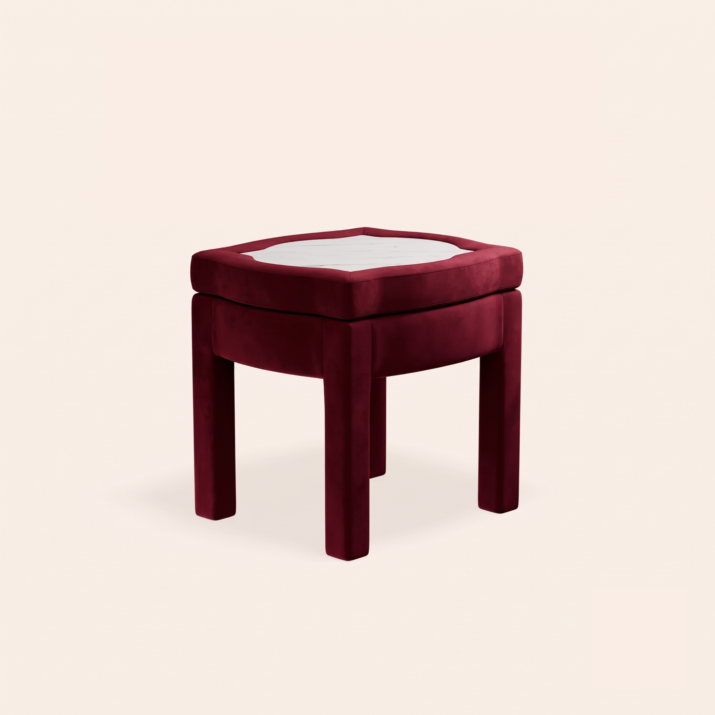 Piero Footstool, Burgundy Velvet