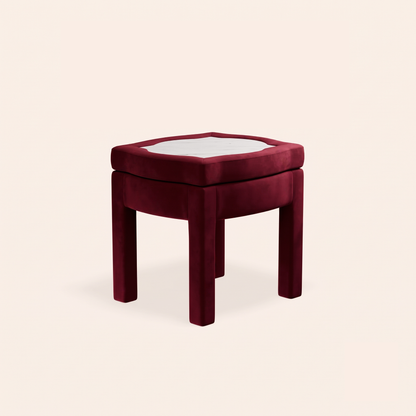 Piero Footstool, Burgundy Velvet