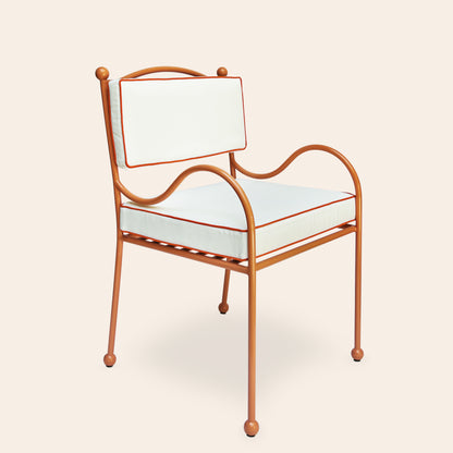 Panarea Armchair in Spritz, White & Orange Striped Upholstery