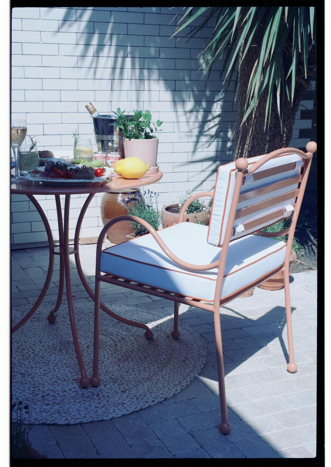 Panarea Armchair in Mare, Blue & Taupe Upholstery