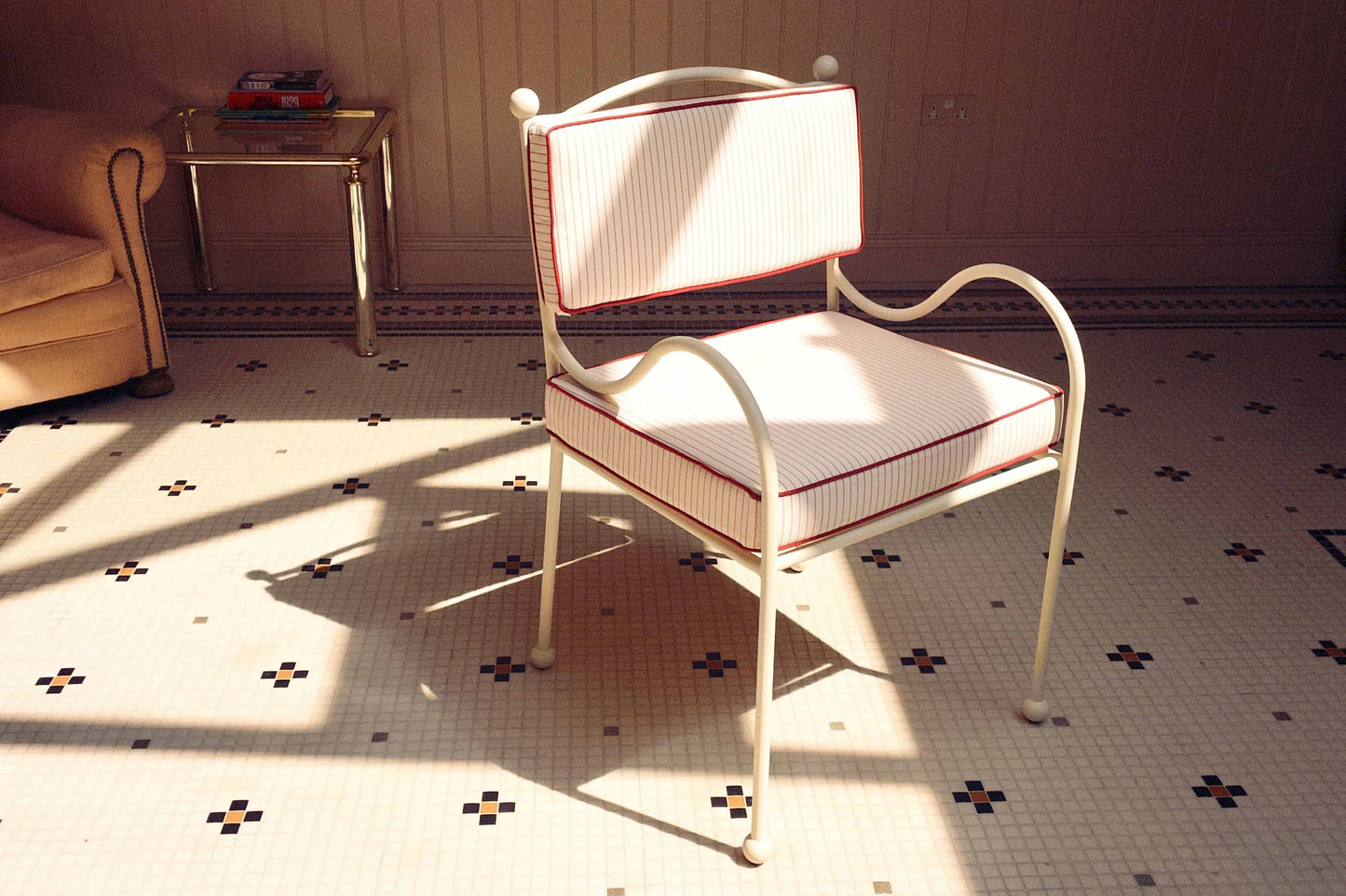 Panarea Armchair in Gelato, Red & Cream Striped Upholstery